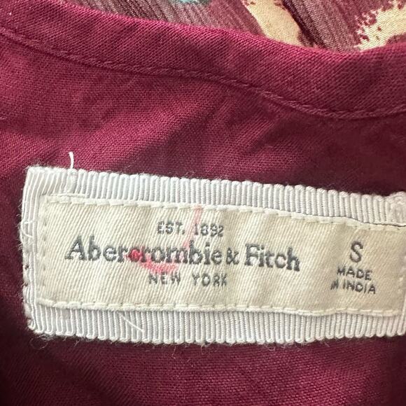 ABERCROMBIE FITCH Womens Dress SMALL Burgundy Floral Long Sleeve Mini Grunge - Picture 6 of 12